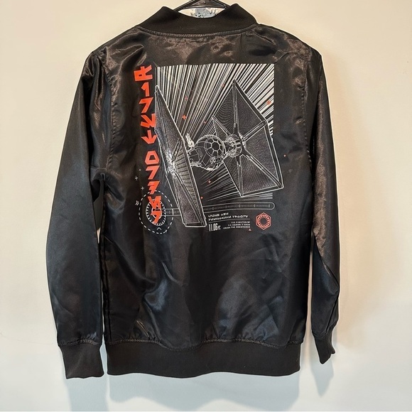 Star Wars Satin Jacket Tie Fighter Full Zip Bomber Jacket Stitch Logo Youth XL - Picture 6 of 13